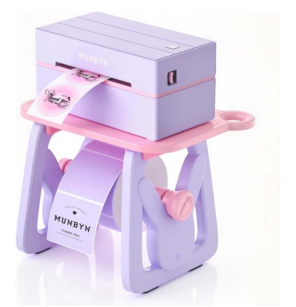 MUNBYN Hot Pink & Purple Label Roll Holder
